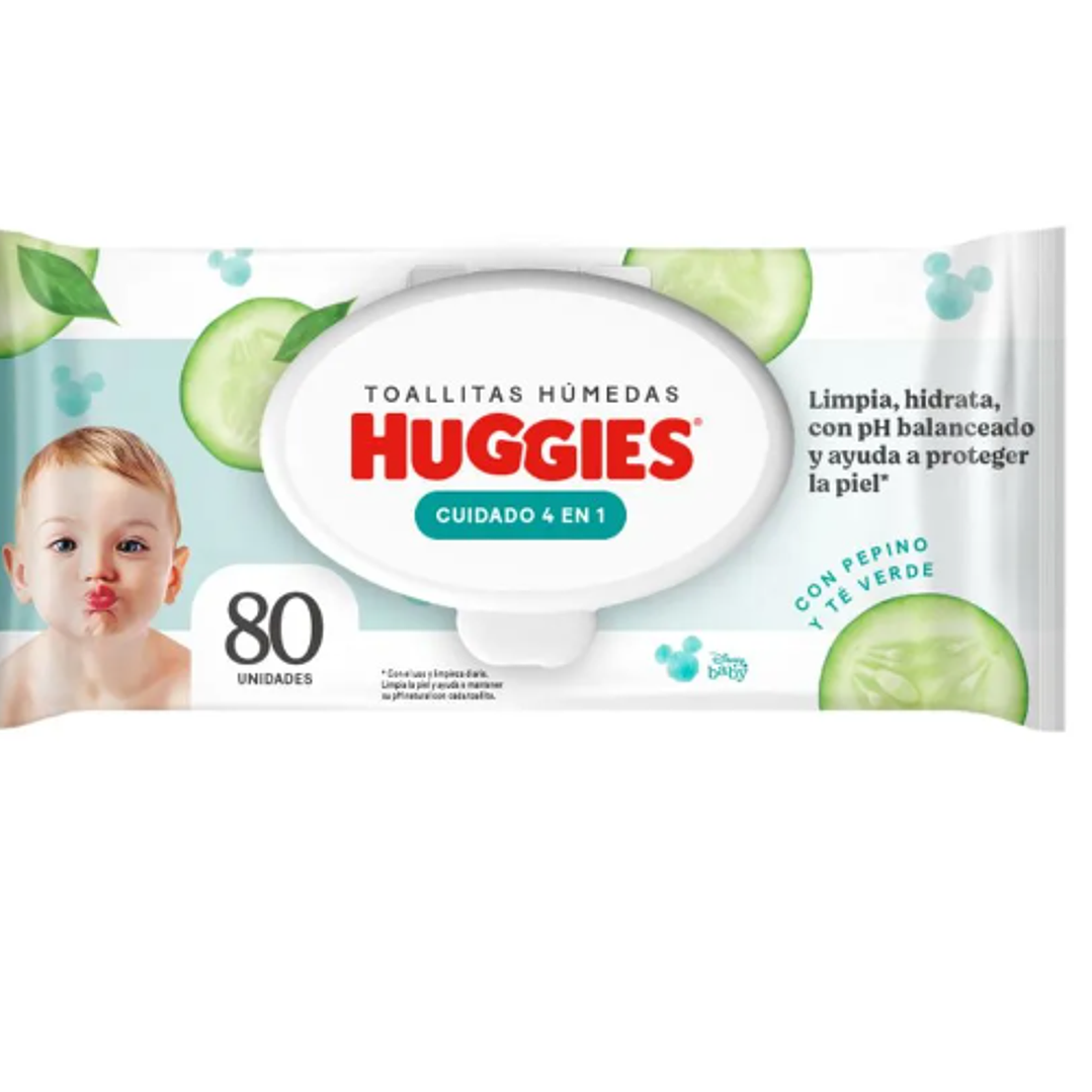Toallitas húmedas Huggies Cuidado 4 en 1 con tapa 80 Unidades. 1