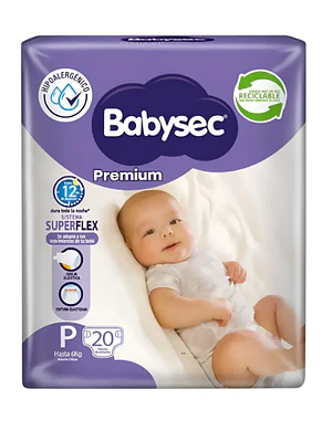 Pañal Babysec Premium P 20 Unidades.