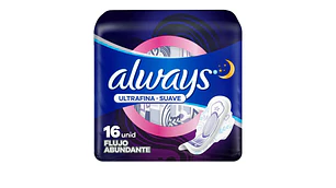 Always Toalla Ultrafina Nocturna seca suave Flujo abundante 16 Unidades.