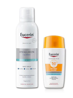 Eucerin Duo Hyaluron 3x Effect mist Spray + Hydro fluid FPS 50 Protector solar 50 ml.