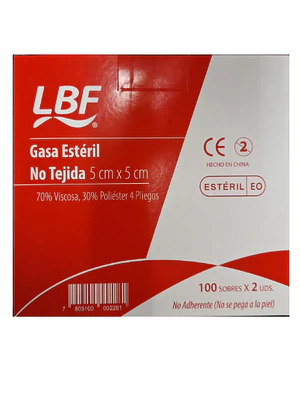 Gasa esteril no tejida 5x5 cm 100 sobres 2 Unidades. LBF