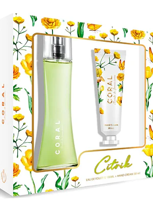 Set Coral Citrik Fragancia 100 ml + Crema de manos 50 ml.