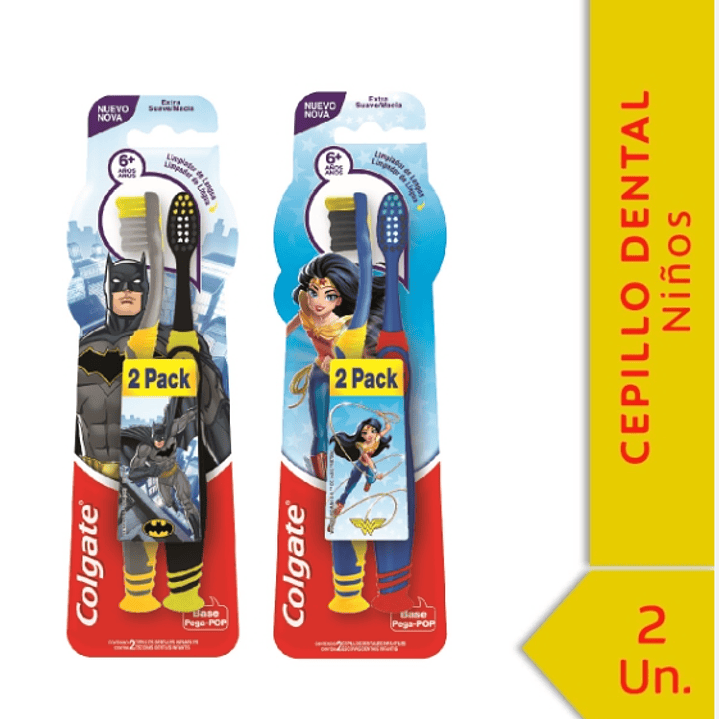 Cepillos dentales Colgate Batman y Mujer maravilla 2 Unidades. 1