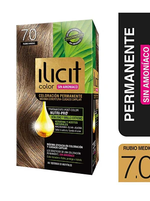 Tinte para el cabello Ilicit sin amoníaco 7.0 Rubio medio.
