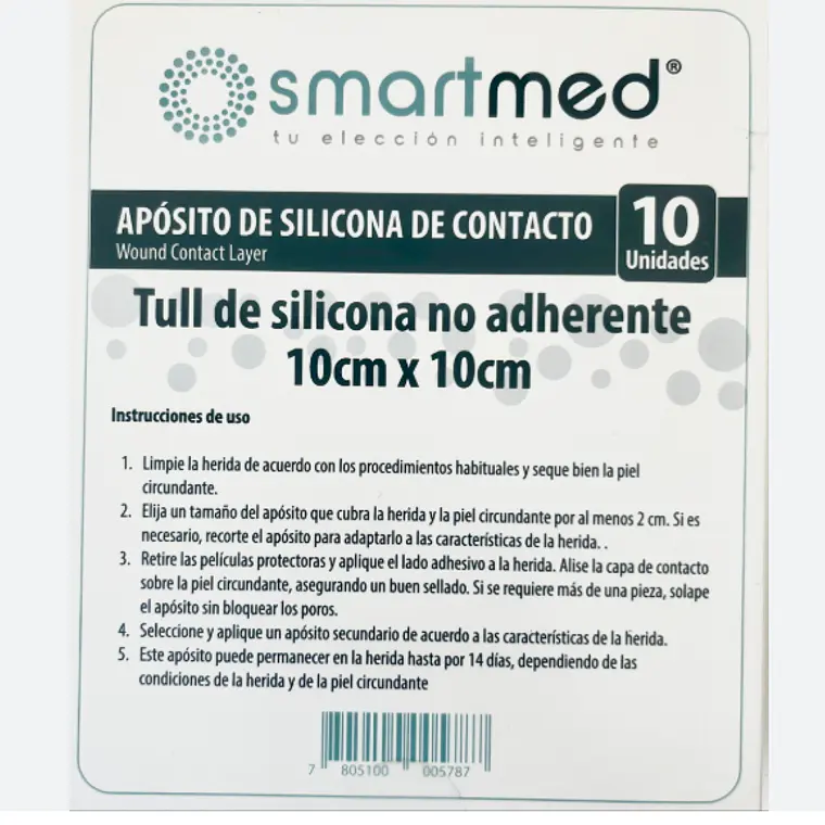 Apósito de silicona de contacto 10x10 cm 10 Unidades. Smartmed 1