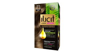 Tinte para el cabello sin amoníaco 7.1 Rubio medio ceniza.