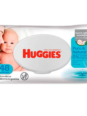 Toallitas húmedas Huggies Puro & Natural 48 Unidades.