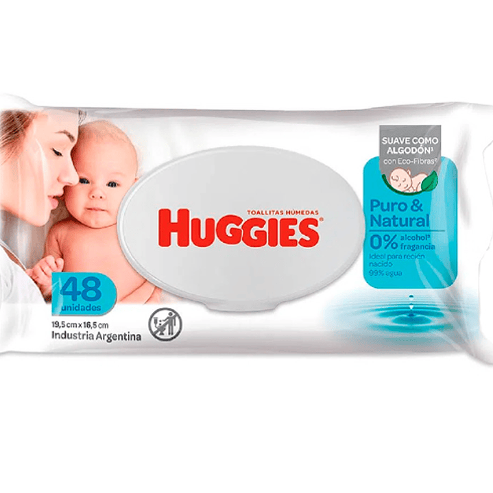 Toallitas húmedas Huggies Puro & Natural 48 Unidades. 1