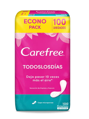 Protectores diarios Carefree con perfume 100 Unidades.