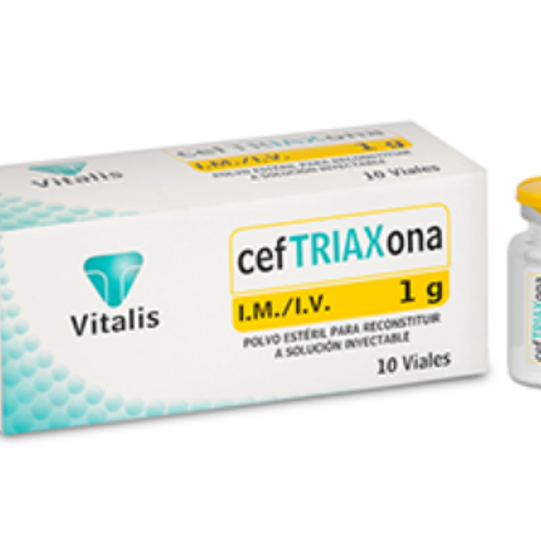 Ceftriaxona 1 g Polvo para solución inyectable 10 frascos. Vitalis 1