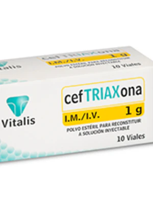 Ceftriaxona 1 g Polvo para solución inyectable 10 frascos. Vitalis
