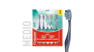 Cepillo dental Colgate 360° Pack 5 Unidades. Medio 