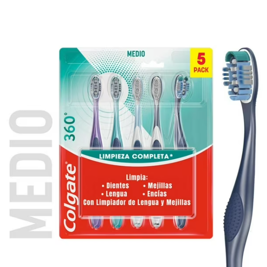 Cepillo dental Colgate 360° Pack 5 Unidades. Medio  1