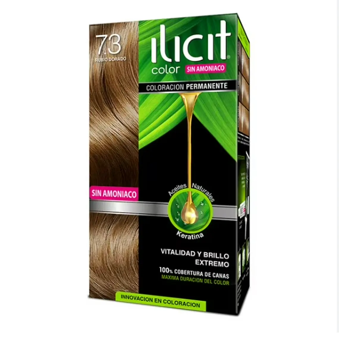 Tinte para el cabello Ilicit sin amoníaco 7.3 Rubio dorado. 1