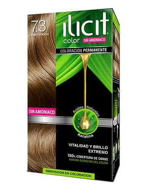 Tinte para el cabello Ilicit sin amoníaco 7.3 Rubio dorado.