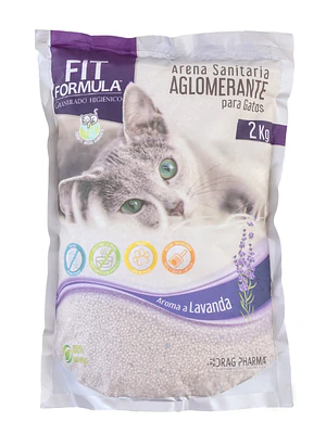 Arena sanitaria aglomerante Fit fórmula Gato aroma lavanda 2 kg.