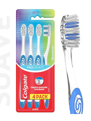 Cepillo dental Colgate Procuidado Suave 4 Unidades.