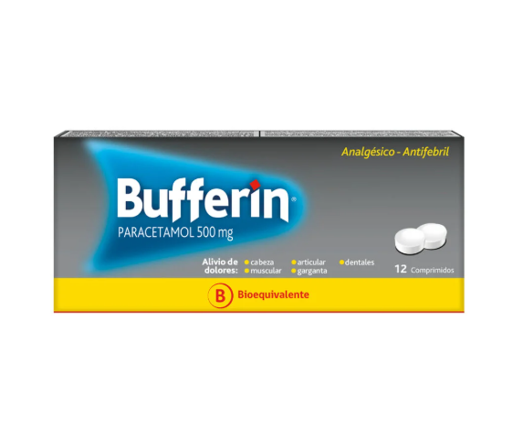 Bufferin (B) Paracetamol 500 mg 12 Comprimidos.