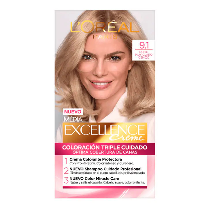 Coloración Excellence creme 9.1 Rubio muy claro ceniza. L'oréal 1