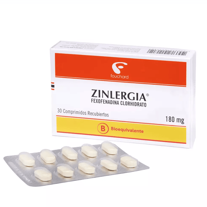 Zinlergia (B) Fexofenadina 180mg 30 Comprimidos recubiertos. 1