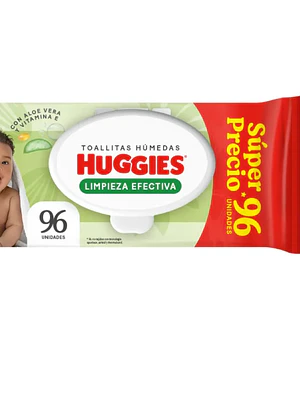 Toallitas húmedas Huggies Limpieza efectiva 96 Unidades.