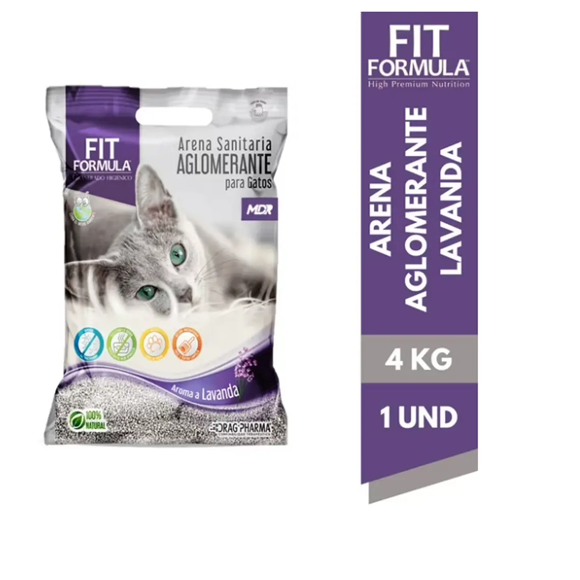 Arena sanitaria Fit Fórmula Gato Aroma lavanda 4 kg. 1