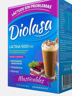 Diolasa Lactasa 9000 FCC Vainilla 30 Comprimidos masticables.