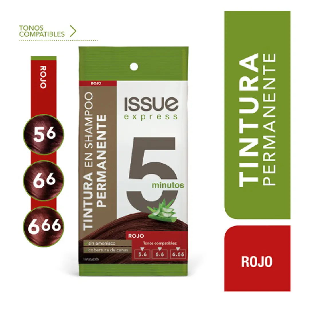 Tintura en shampoo Issue express 5 minutos Rojo. 1