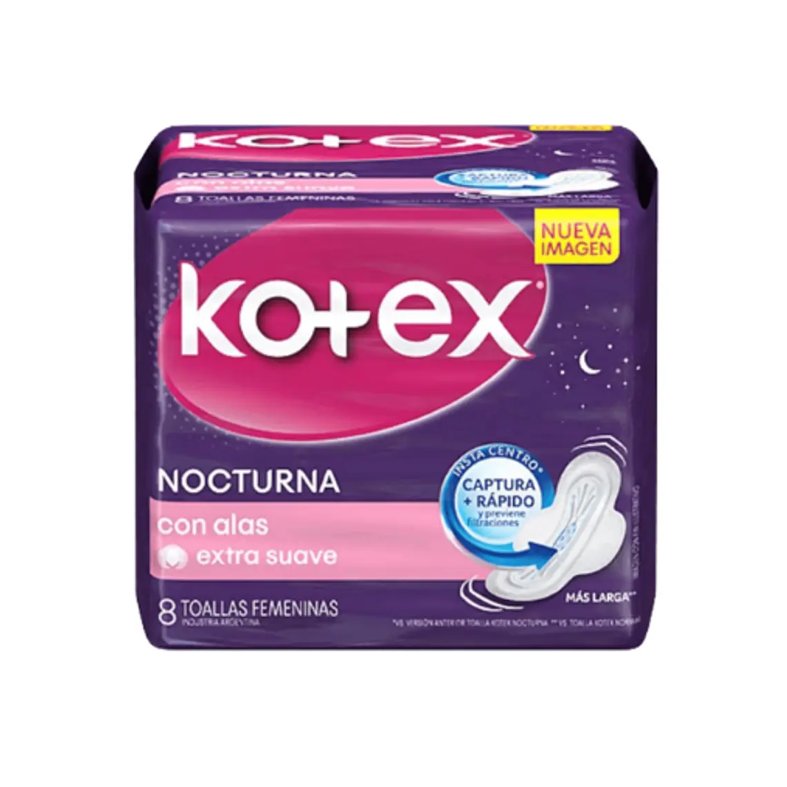 Kotex Toalla Nocturna con alas extra suave 8 Unidades. 1