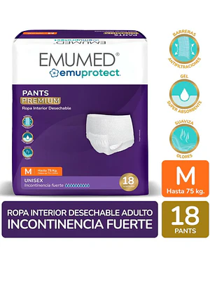 Emumed Pants adulto Premium M 18 Unidades.