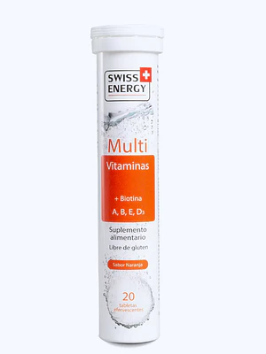 Multi vitaminas+ Biotina A,B,E,D3  20 Tabletas efervescentes. Swiss Energy