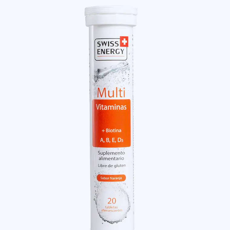 Multi vitaminas+ Biotina A,B,E,D3  20 Tabletas efervescentes. Swiss Energy 1