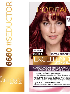 Coloración Excellence Creme Extra profundo 6660 Rojo seductor.