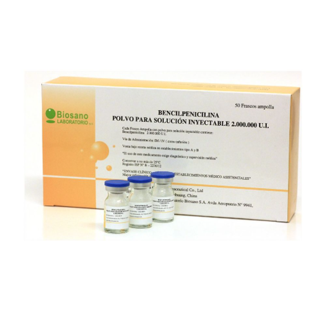 Bencilpenicilina Solución inyectable 1.000.000 UI 50 Ampollas. Biosano 1