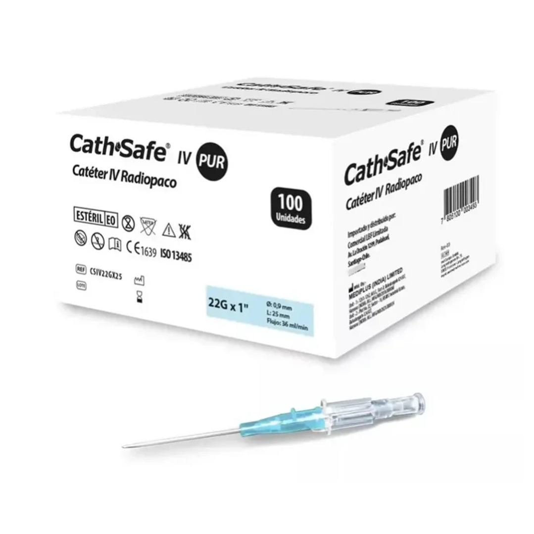Cateter seguridad N°22 G x 25 mm LBF 100 Unidades. 1