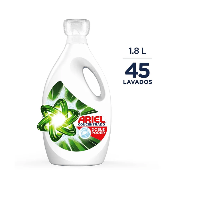 Detergente Ariel líquido Doble poder 1,8 litros. 1