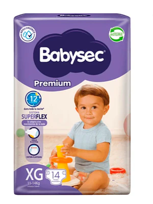 Pañal Babysec Premium XG 14 Unidades.