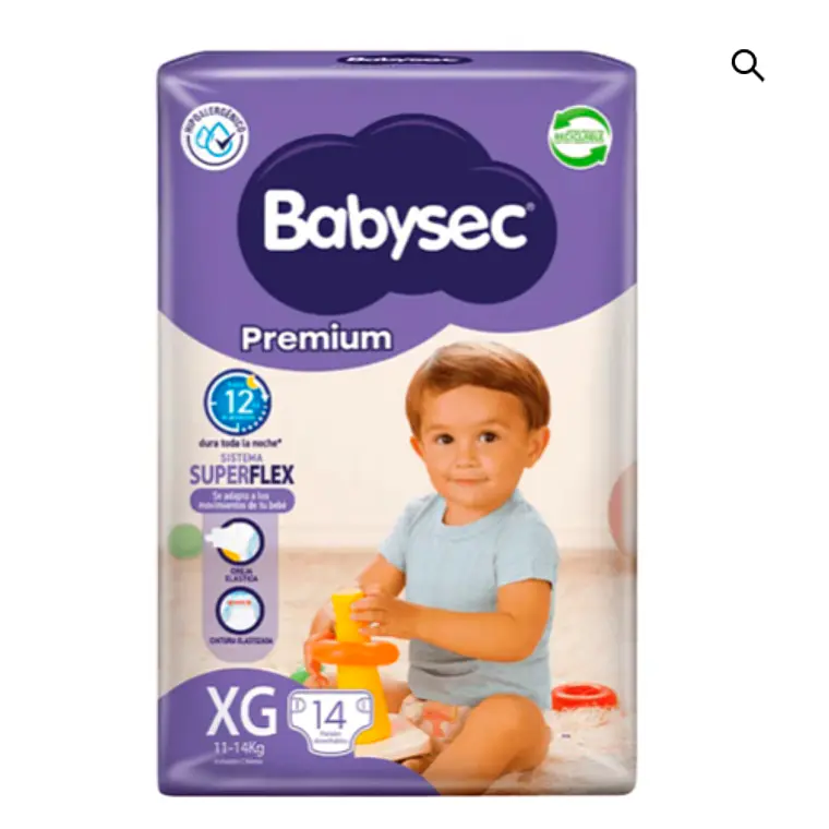 Pañal Babysec Premium XG 14 Unidades. 1