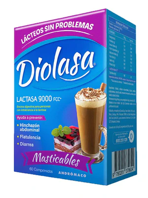 Diolasa Lactasa 9000 FCC Vainilla 60 Comprimidos masticables.