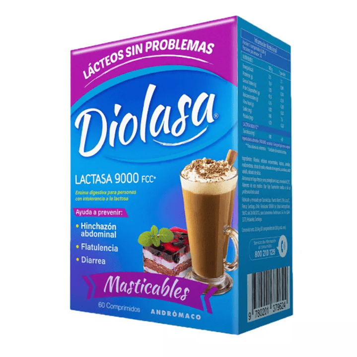 Diolasa Lactasa 9000 FCC Vainilla 60 Comprimidos masticables. 1