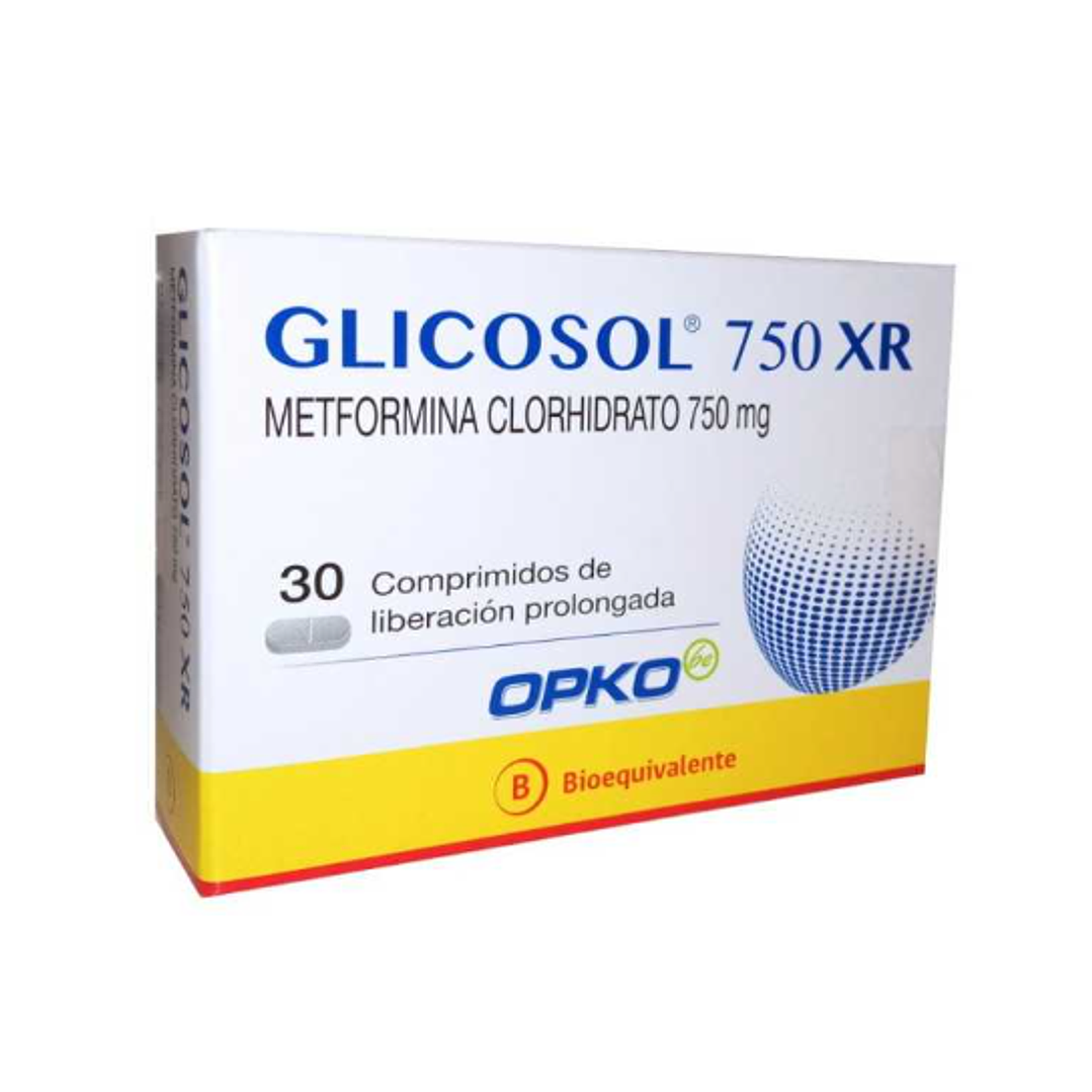 Glicosol 750 XR (B) Metformina 750 mg 30 Comprimidos. 1