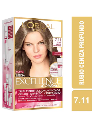 Coloración Excellence Creme 7.11 Rubio ceniza profundo.