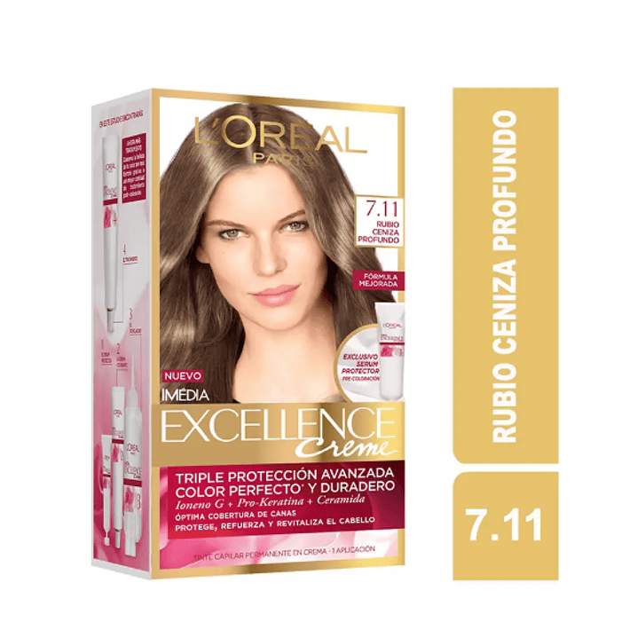 Coloración Excellence Creme 7.11 Rubio ceniza profundo. 1