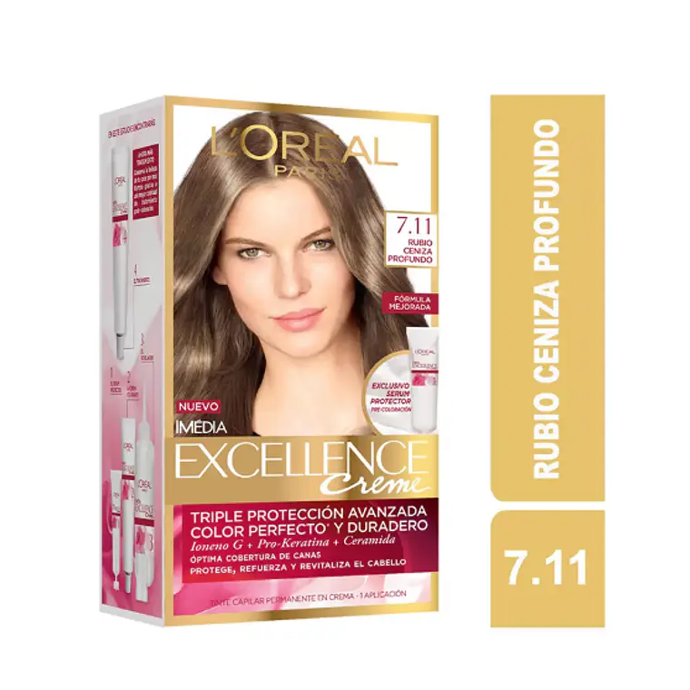 Coloración Excellence Creme 7.11 Rubio ceniza profundo. 1