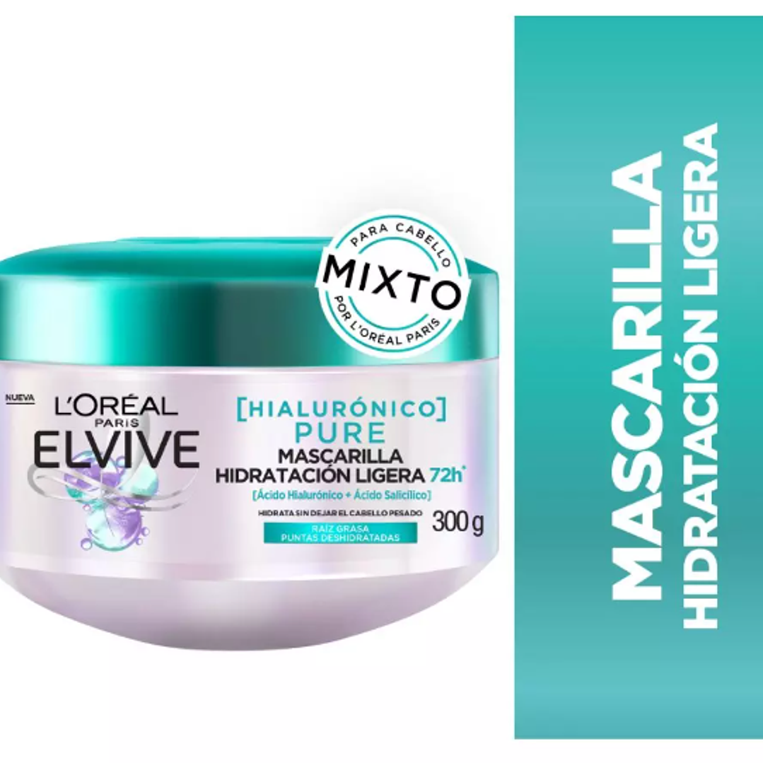 Elvive Mascarilla hidratación ligera Hialurónico Pure 300 g. L'oréal 1