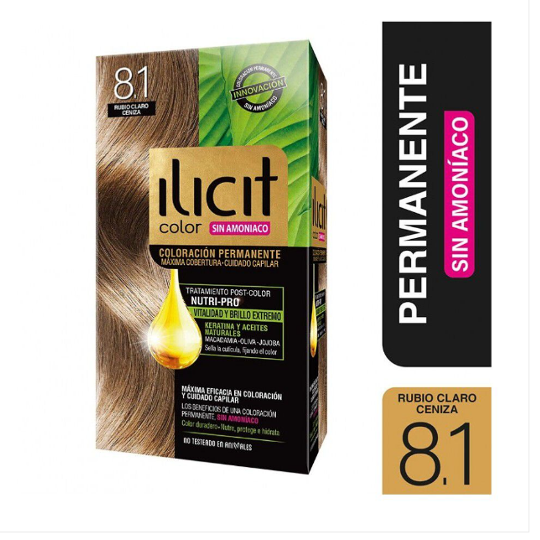 Tinte para el cabello Ilicit sin amoníaco 8.1 Rubio claro ceniza. 1