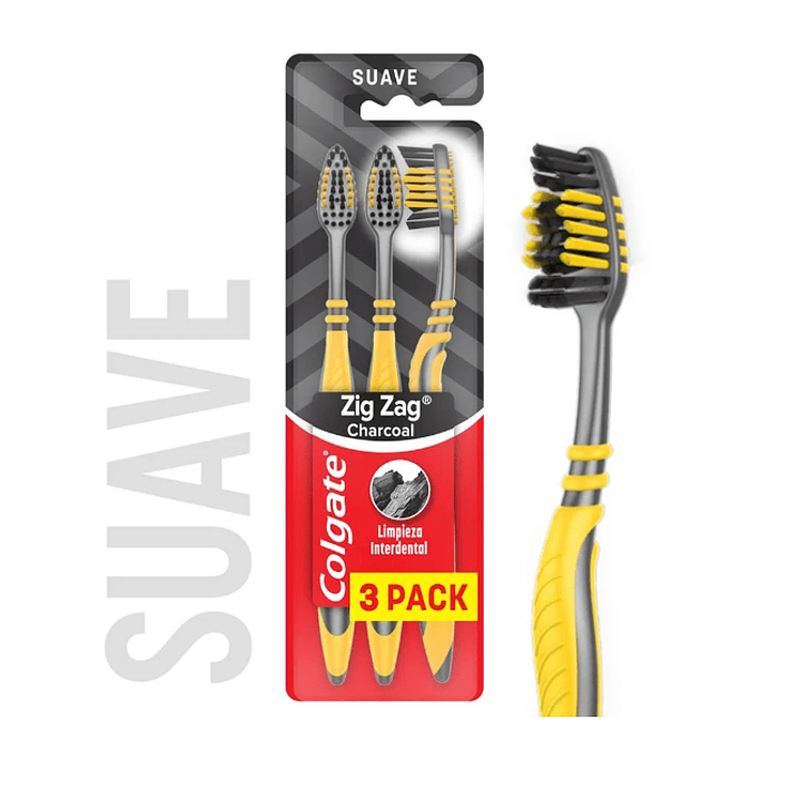 Cepillo dental Colgate ZIg zag Charcoal pack 3 Unidades. 1