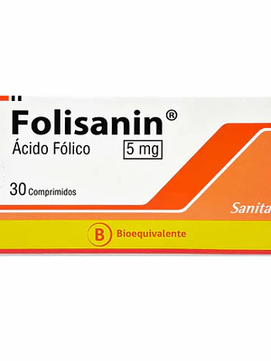 Folisanin (B) Ácido fólico 5 mg 30 Comprimidos.