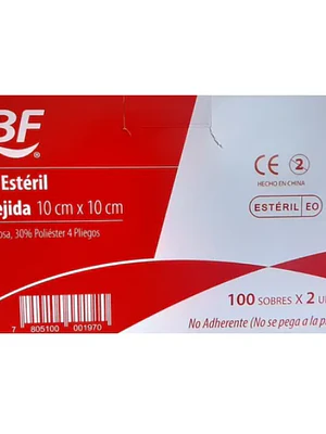 Gasa estéril no tejida 10x10 cm 100 Unidades.