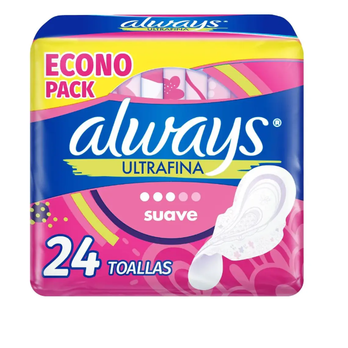 Always Toalla Ultrafina suave flujo abundante con alas 24 Unidades. 1